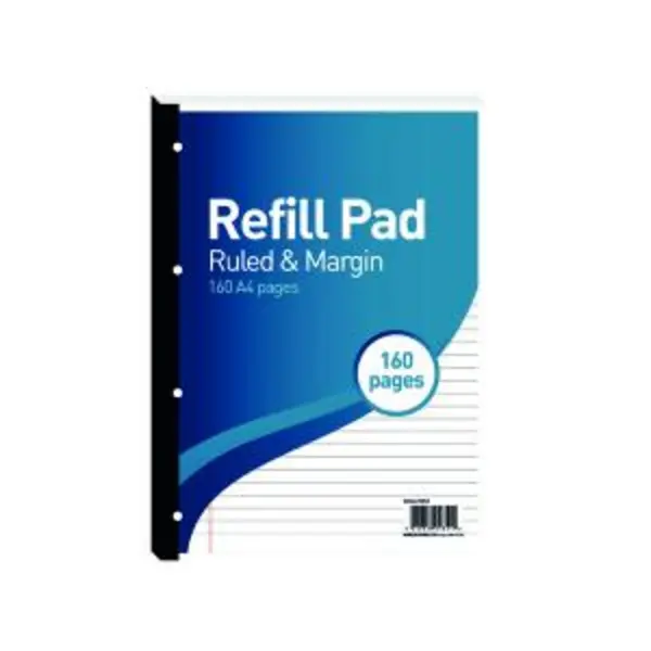 Image of Hamelin 8mm RuledMargin Refill Pad A4 80 Sheet 5 Pack 400127657 JD04851