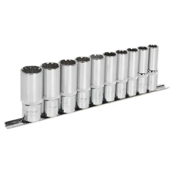 Image of Genuine SEALEY AK70610D Socket Set 10pc Deep 1/2Sq Drive Total Drive®