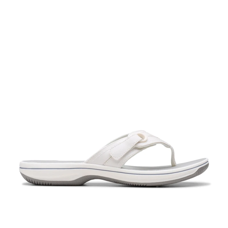 Image of Clarks Clarks Women Brinkley Reyna White Flip Flops,Flat Sandals Size: 8-Standard Fit White 8-Standard Fit Female 5063421305869