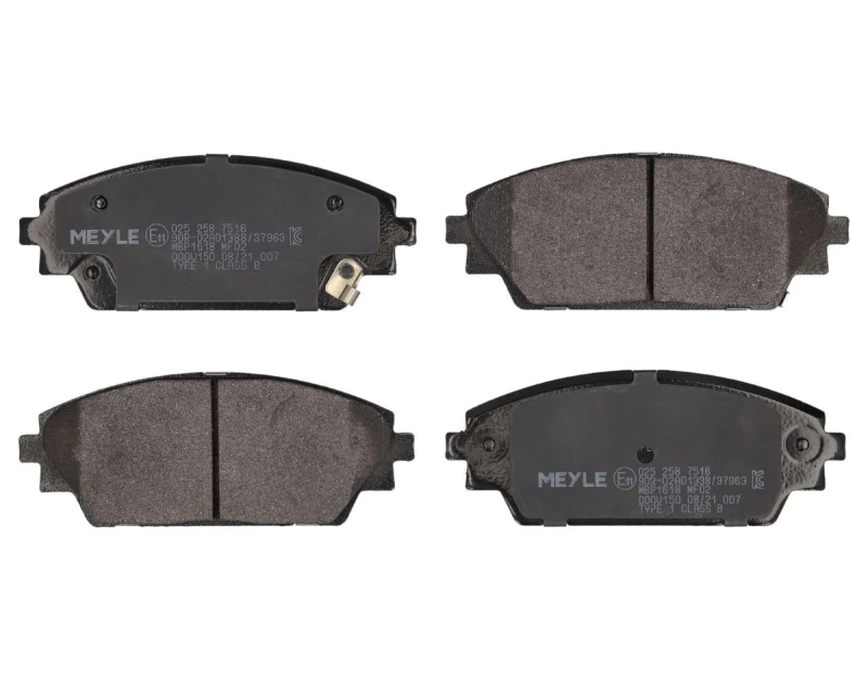 Image of MEYLE 025 258 7516 Brake pad set Front Axle, with acoustic wear warning, Original Quality, with anti-squeak plate Brake Pad Set,disc brake (402)