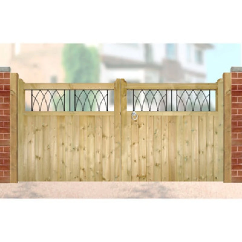 Image of Burbage Iron Craft Windso Low Wooden Driveway Gates 3000mm Wide X 1200mm High Wid32