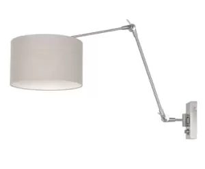 image of Prestige Chic Wall Lamp with Shade Steel Brushed, Linen Grey