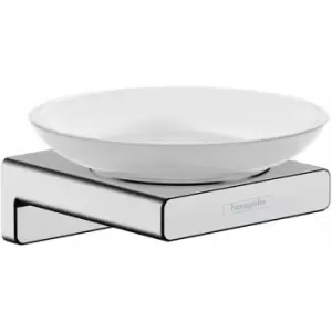 image of Hansgrohe - AddStoris Bathroom Soap Dish Chrome Wall Mounted Contemporary Stylish - Silver