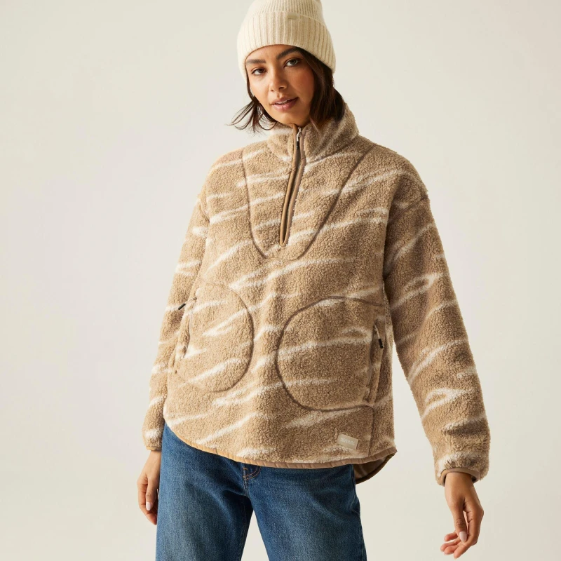 Image of Regatta Womens Frankie Borg Half Zip Fleece Beige female 16
