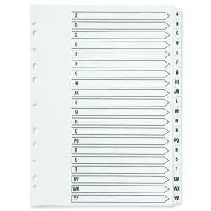 Image of Q-Connect 20-Part A-Z Index Multi-Punched Reinforced Board Clear Tab