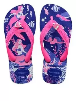 image of Havaianas Kids Fantasy Mermaid Flip Flop Sandal, Blue, Size 10-11 Younger