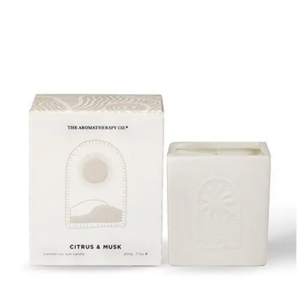 Image of The Aromatherapy Company Sunset 200g Candle - Sunned Citrus & Musk White
