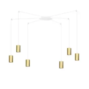 image of Emibig Traker White/Gold Cluster Pendant Ceiling Light 6x GU10