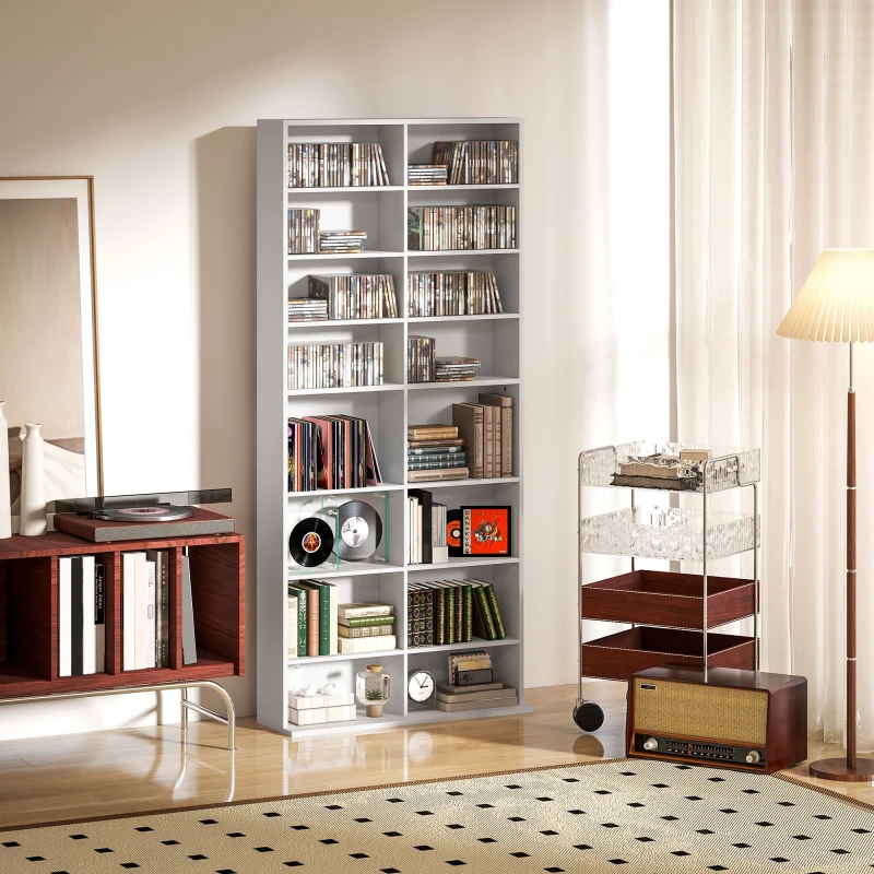 Image of HOMCOM HOMCOM 640 CD/360 DVD Storage Unit Bluray Storage Shelf w/ Adjustable Shelves in White White One Size Unisex 5063603899858