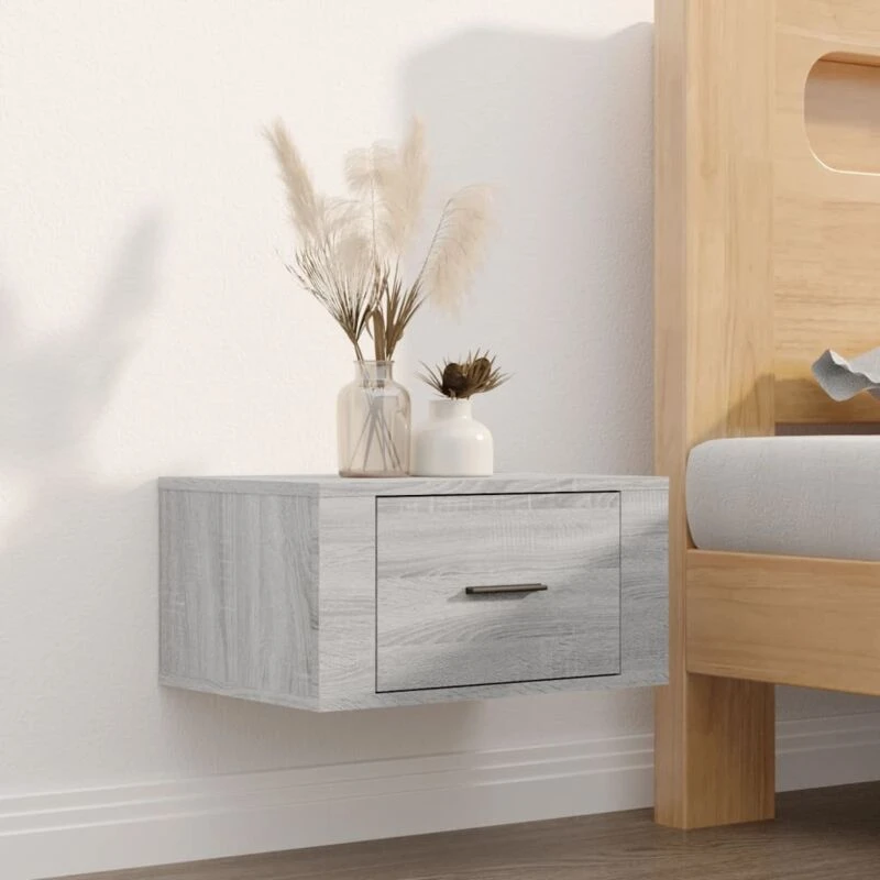 Image of Vidaxl Wall-mounted Bedside Cabinet Grey Sonoma 50X36X25 Cm, Grey 816852
