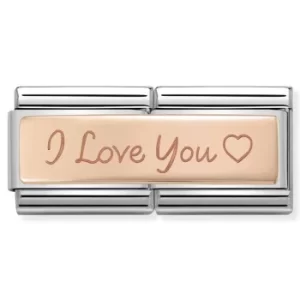 image of Nomination CLASSIC Rose Gold Double Engraved I Love You Charm...