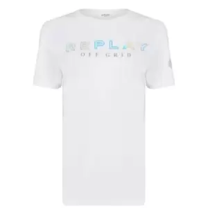 image of Replay Metallic Logo T Shirt - White