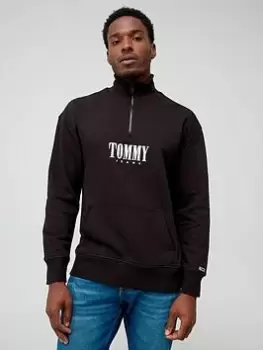 Image of Tommy Jeans Tjm Rlxd Authentic Half Zip Sweat - Black, Size S, Men