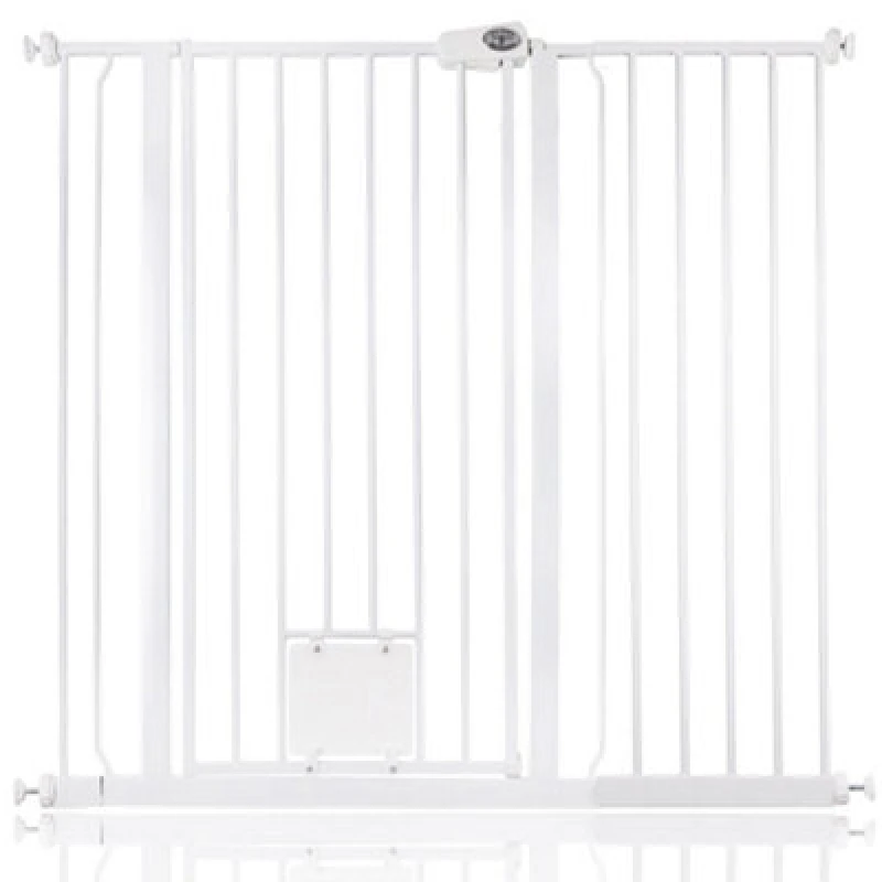 Image of Bettacare Pet Gate With Lockable Cat Flap, 113.8Cm - 121.4Cm, White, 104Cm In Height