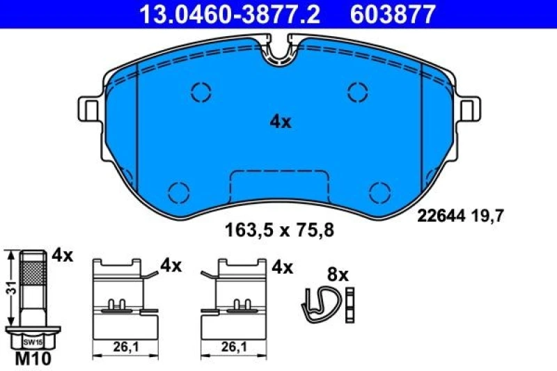 Image of Brake pad set ATE 13.0460-3877.2