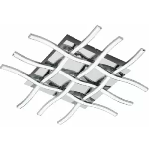 Image of Flush Ceiling Light Colour Chrome Shade White Plastic Bulb LED 36W Included