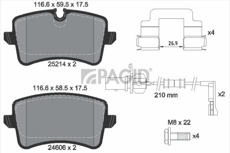 Image of Brake pad set PAGID T2096N