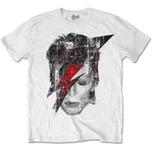 Image of David Bowie - Halftone Flash Face Unisex Small T-Shirt - White