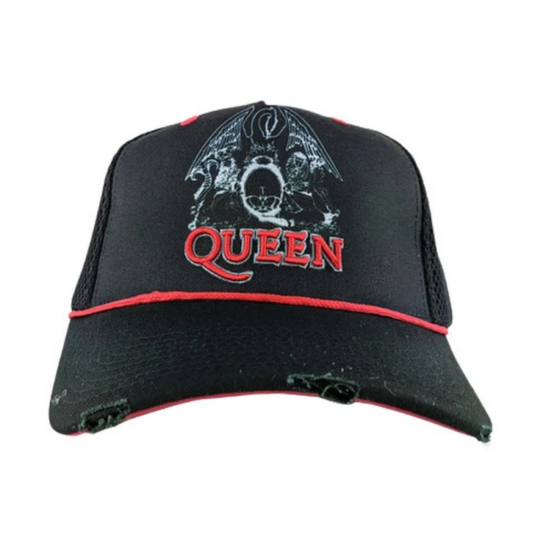 Image of Amplified Amplified Men Line Art Crest Queen Trucker Cap in Black One Size Male 5063425973613