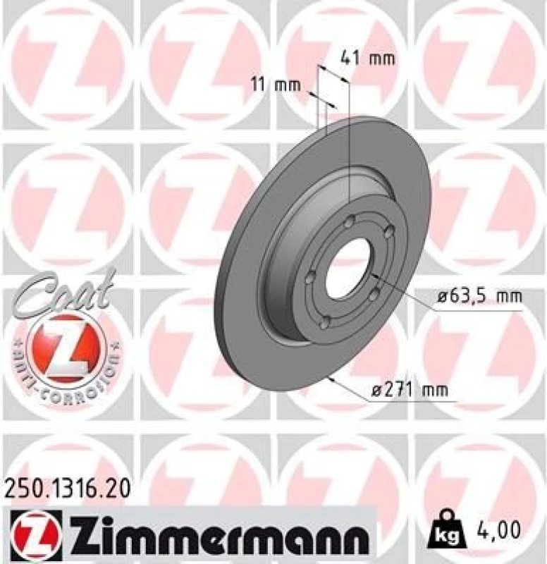 Image of ZIMMERMANN Brake disc ZIMMERMANN 250.1316.20