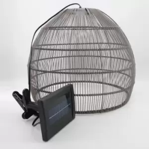 Image of Callow Outdoor Solar LED Pendant Light with Grey Rattan Effect Shade