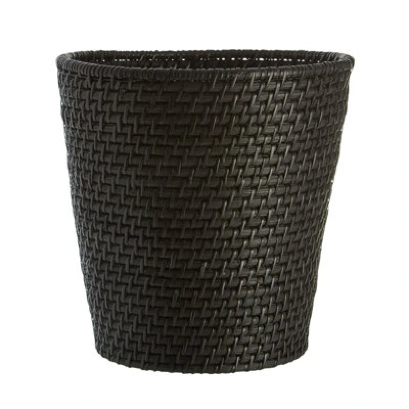 Image of Premier Housewares Lidi Black Rattan Waste Basket Black