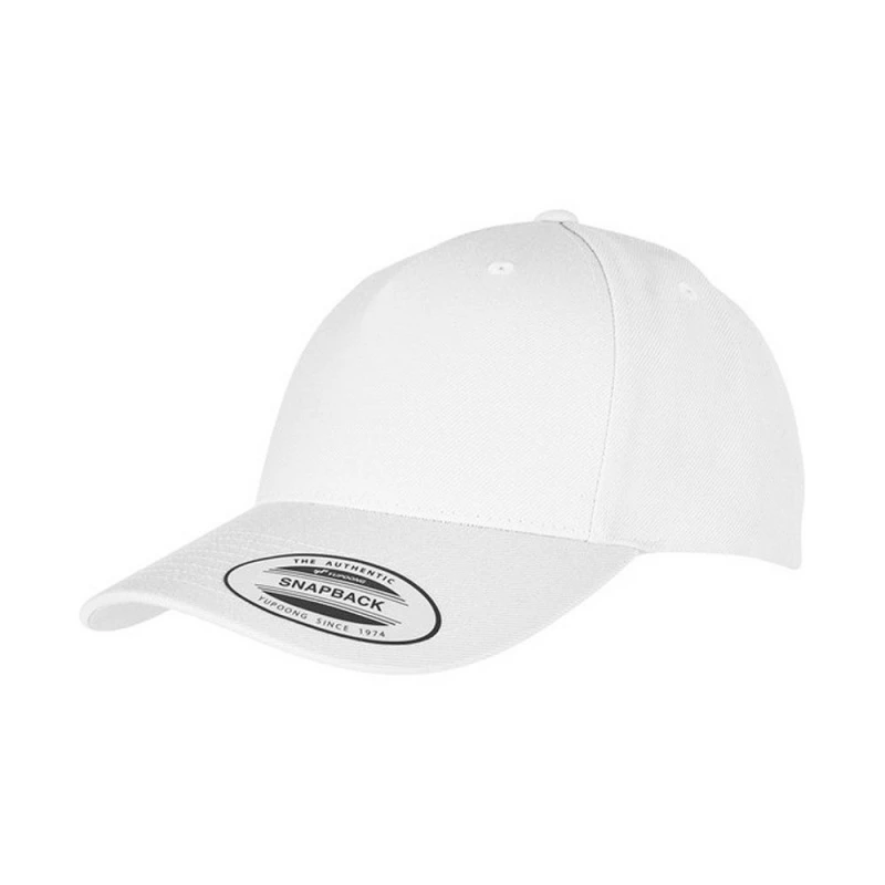 Image of Yupoong Flexfit 5 Panel Snapback Cap in White White Unisex One Size