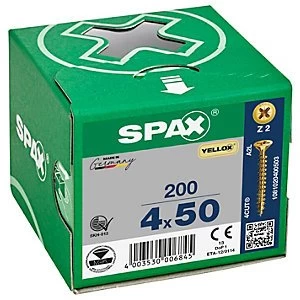 Image of Spax Pz Countersunk Yellox Screws - 4x50mm Pack Of 200