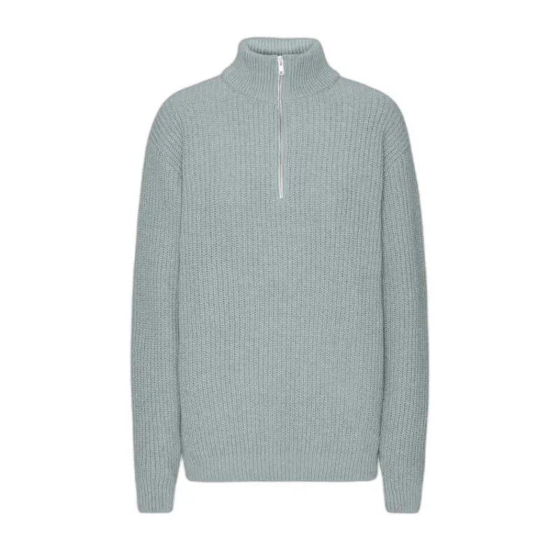 Image of Colorful Standard 1/4 zip sweater Colorful Standard Merino Steel Blue Bleu Unisex M