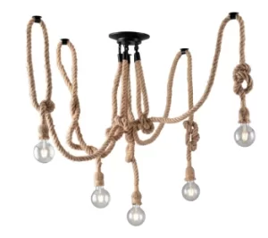 image of Rope Multi Arm Ceiling Light, Beige, E27