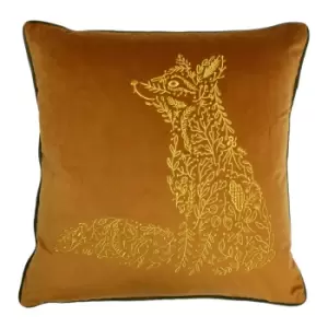 Image of Forest Fauna Woodland Fox Square Cushion Rust/Gold