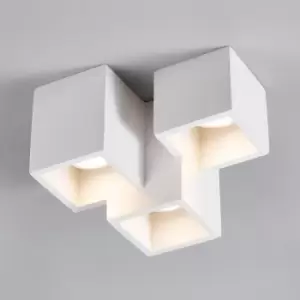 Image of Harper Living 3 Light Plaster Flush Ceiling Light