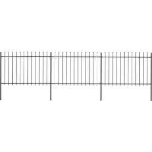 image of Garden Fence with Spear Top Steel 5.1x1.2 m Black Vidaxl Black