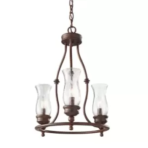 Image of 3 Bulb Chandelier Hanging Pendant LIght Heritage Bronze LED E14 60W Bulb
