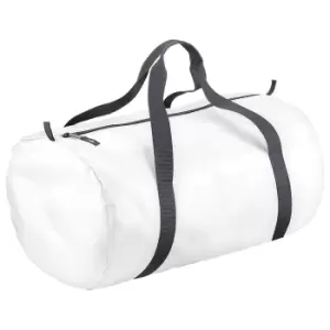 BagBase Packaway Barrel Bag / Duffle Water Resistant Travel Bag (32 Litres) (Pack of 2) (One Size) (White)