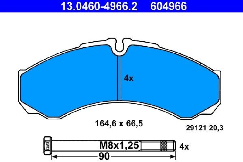 Image of ATE 13.0460-4966.2 Brake pad set excl. wear warning contact, with brake caliper screws Brake Pad Set,disc brake (402)