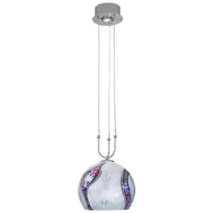 Image of Kolarz Lighting - Kolarz LUNA - Designer Glass Dome Pendant Light Polished Chrome 2x E27,GU10 - Kiss Silver Pattern