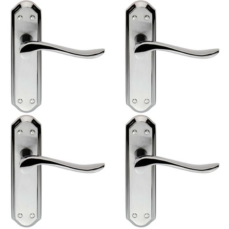 Image of Loops 4x PAIR Curved Lever on Sculpted Latch Backplate 180 x 48mm Dual Chrome Multi