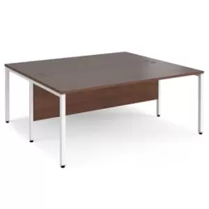 Image of Office Desk 2 Person Rectangular Desk 1800mm Walnut Tops With White Frames Maestro 25
