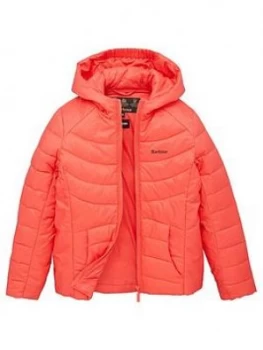 Image of Barbour Girls Shoreward Quilt Hooded Jacket - Coral