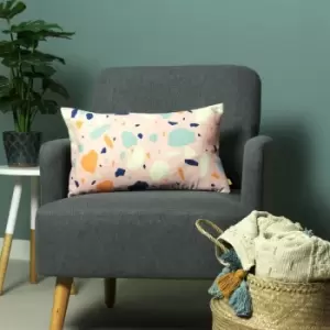Image of Furn Terra Abstract Print Recycled Polyester Cushion Cover, Powder, 43 x 43 Cm