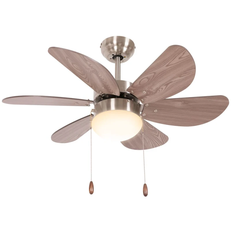 Image of HOMCOM Mounting Reversible Ceiling Fan with Light, Pull-chain Switch, Brown Brown