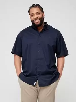Image of Tommy Hilfiger Big & Tall Poplin Short Sleeve Regular Fit Shirt - Blue Size 3XL, Men