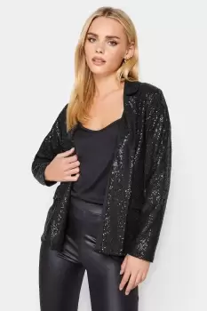 image of Petite Sequin Long Sleeve Blazer