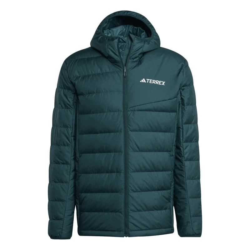Image of adidas Mens Terrex Multi Light CLIMAWARM Hooded Down Jacket Ivy Green male 2XL