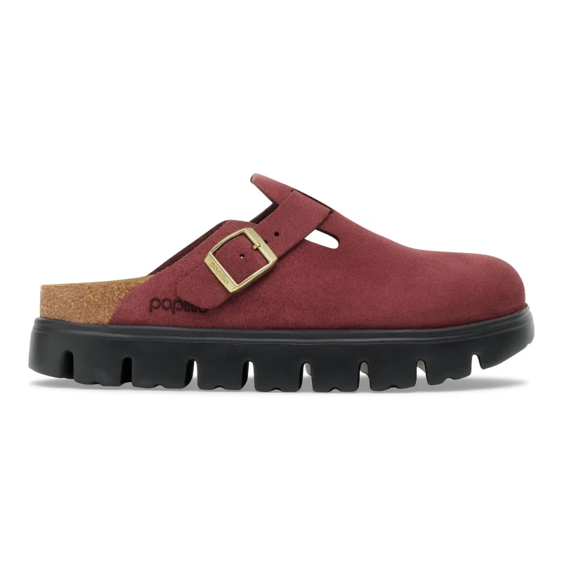 Image of Birkenstock Thick suede leather sandals For Her Birkenstock Boston Rouge Female 36 Etroit