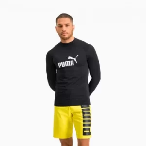 image of PUMA Swim Mens Long Sleeve Rash Guard, Black, size Medium, Clothing