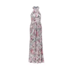Image of Adrianna Papell Foiled Mesh Draped Gown - Multi