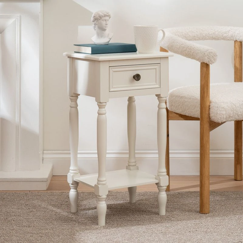Image of SO'HOME Amia Side Table with Drawer Ivory ONE SIZE