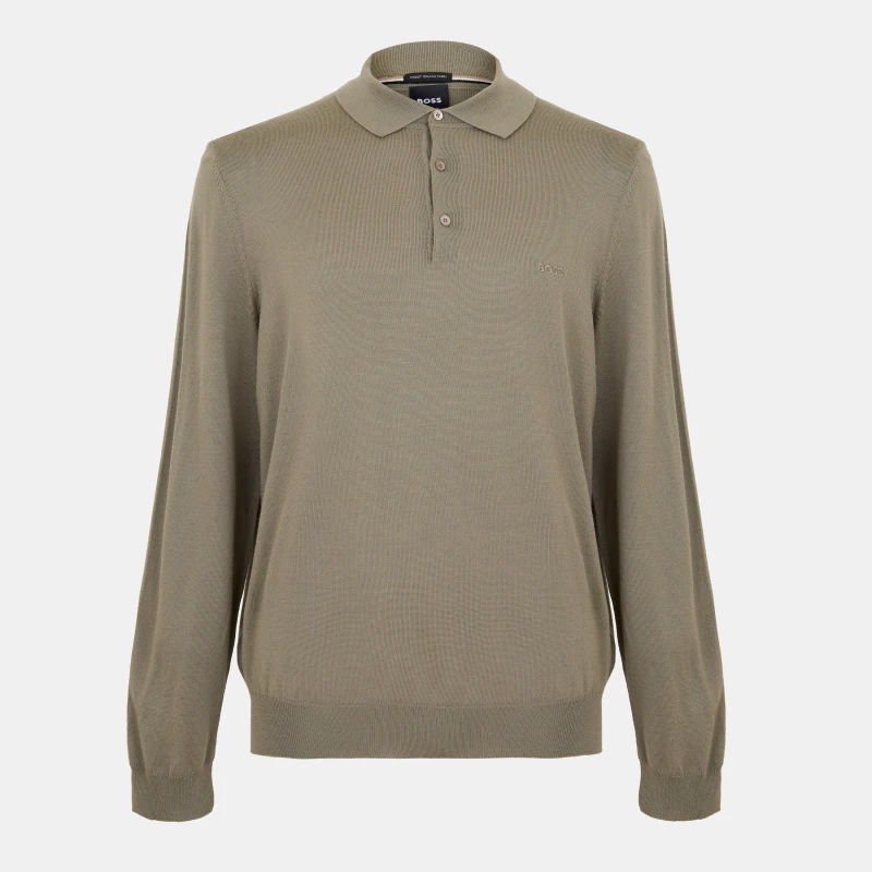 Image of Boss Mens Bono Black Knitted Crew Neck Jumpers Open Brown 245 male Large